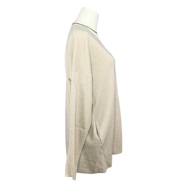 J.Crew Merino Wool Oversized V-Neck Sweater Tan Neutral w/ Pockets | Small - Picture 6 of 12